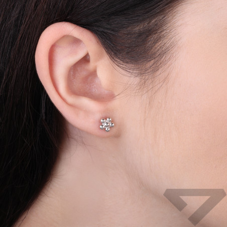 Kolczyki kwiatki z kulek blask, srebro 925