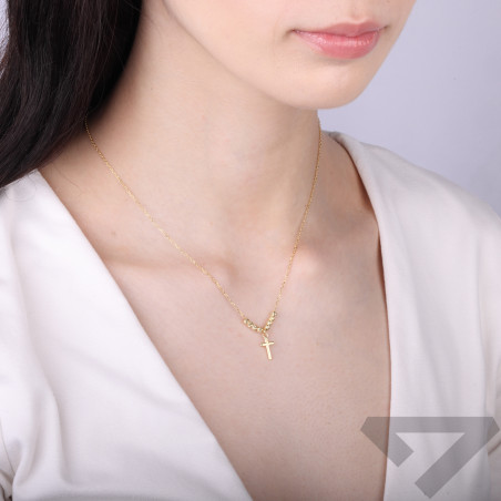 Naszyjnik krzyżyk wisz blkulki dis x8/ank M3 M3-103 GOLD-anker Ag 925