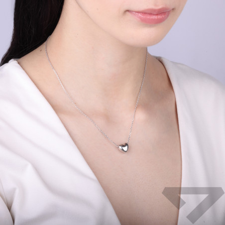 Naszyjnik srebrny z dmuchanym sercem, srebro 925