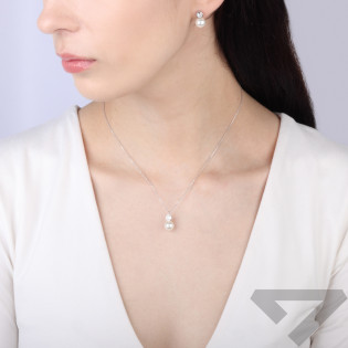 Kolczyki srebrne z perłą jubilerską i cyrkonią, próba 925