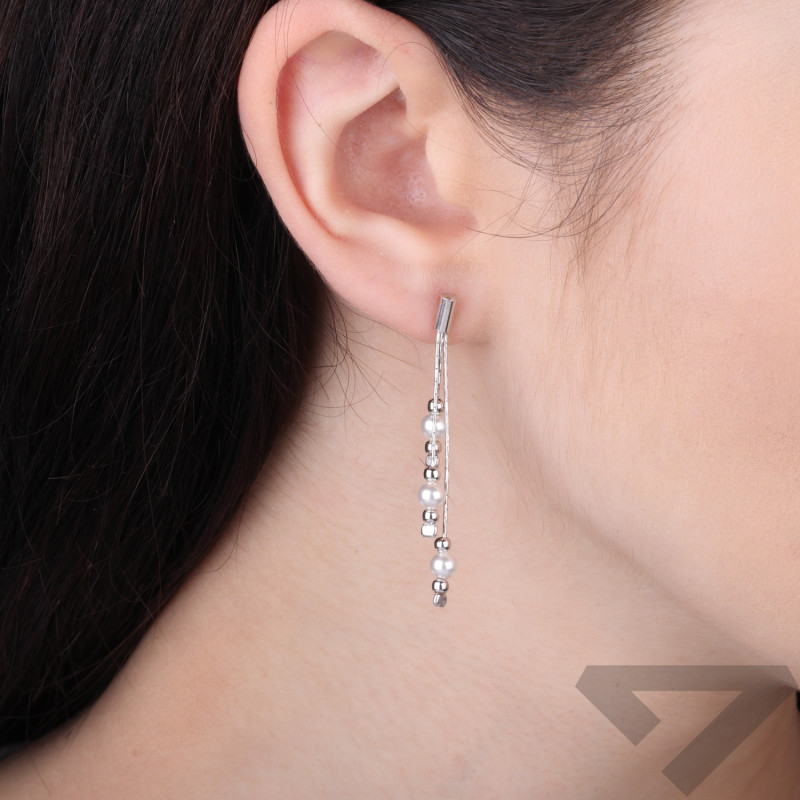 Kolczyki wiszące z perełkami jubilerskimi ze srebra 925