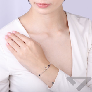 Bransoletka srebrna klanówka z sercami próba 925