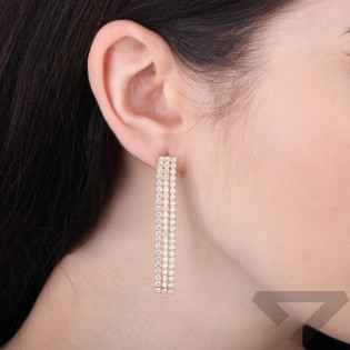 Kolczyki wiszące typu tennis cyrkonie ze srebrem 925 koloru złotego