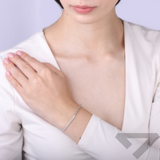 Bransoletka srebrna z cyrkoniami tennis i kulkami gładkimi próba 925