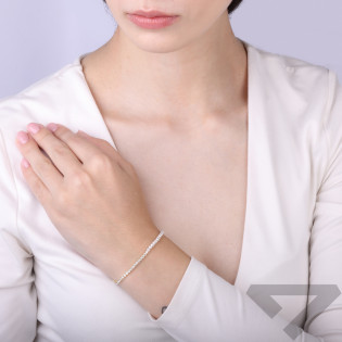 Bransoletka srebrna z cyrkoniami tennis i perełkami jubilerskimi próba 925