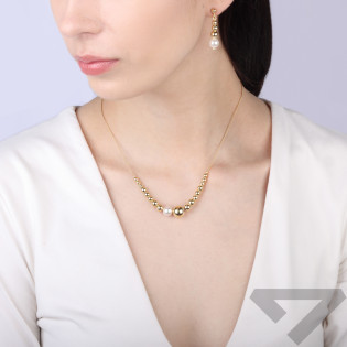 Kolczyki z perłą jubilerską i dmuchanymi kulami, srebro 925 koloru złotego