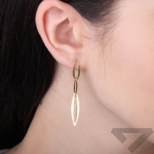 Kolczyki wiszące łezki ramki łączone na przemian srebro 925 koloru złotego