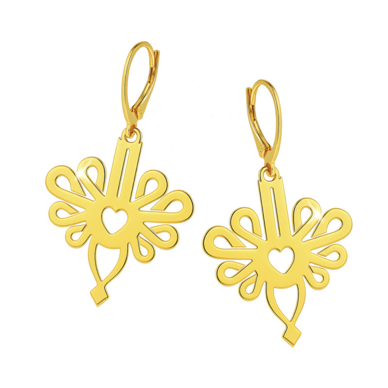 Kolczyki wiszące góralska Parzenica srebro 925 z powłoką koloru złota