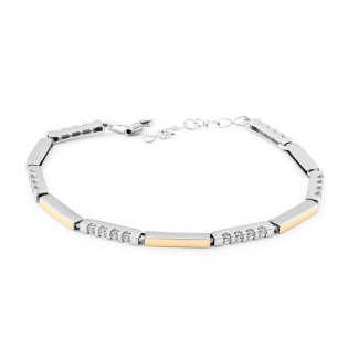 Bransoleta srebrna 925 z cyrkoniami i blaszkami ze złota 375