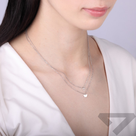 Naszyjnik podwójny z  motylami, srebro 925