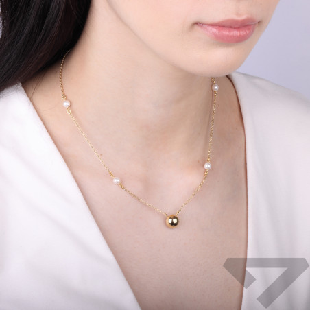 Naszyjnik perła b 6mm x4półkulka bl/rolo M3 M3-681 GOLD Ag 925