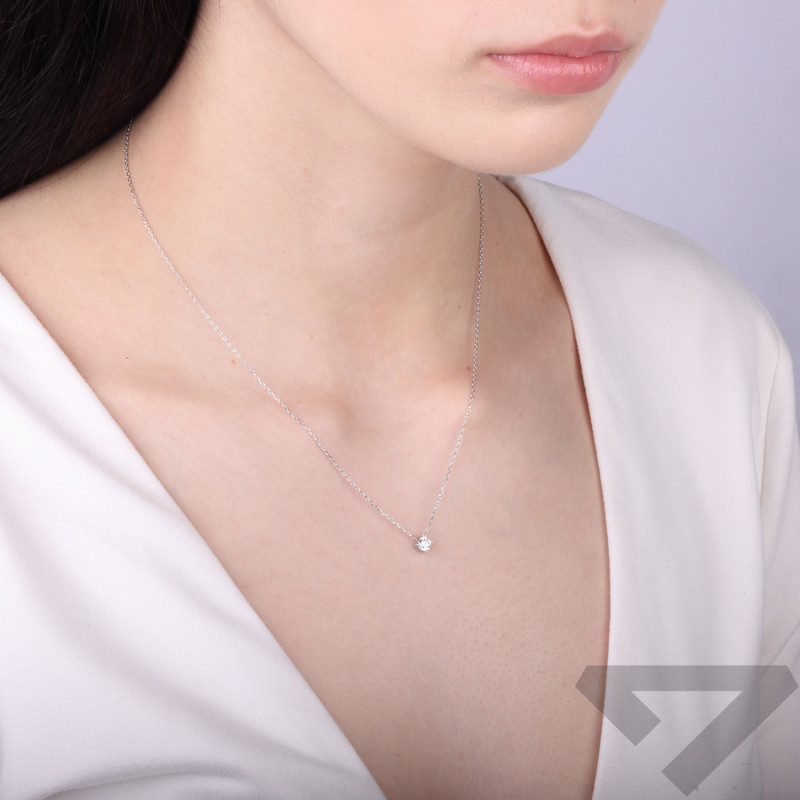 Naszyjnik srebrny 925 cyrkonia 4 mm w czterech łapkach