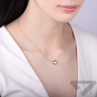 Naszyjnik srebrny w kolorze złotym na łańcuszku rolo z dmuchanym sercem próba 925