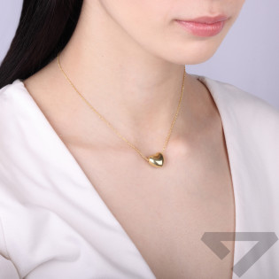Naszyjnik srebrny w kolorze złotym na łańcuszku rolo z dużym dmuchanym sercem próba 925