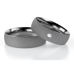 Obrączka półokrągła matowana 6mm Tantal - Diament 0,03 ct