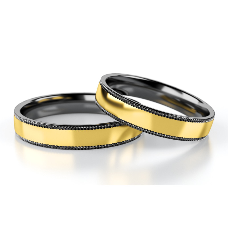 Obrączka półokrągła z miligryfem 5mm Tantal + Złoto próba 585