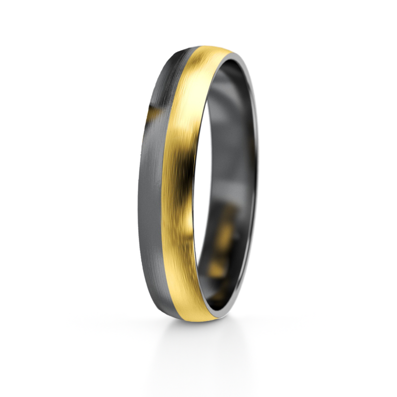 Obrączka półokrągła 4,5mm Tantal + Złoto próba 585