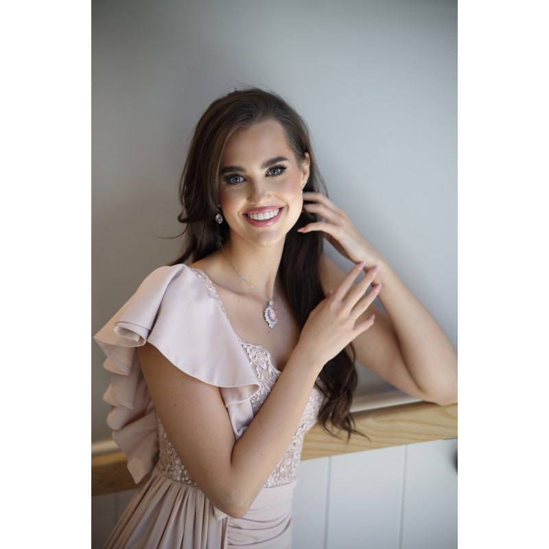 Srebrny wisior z kwarcem różowym próba 925