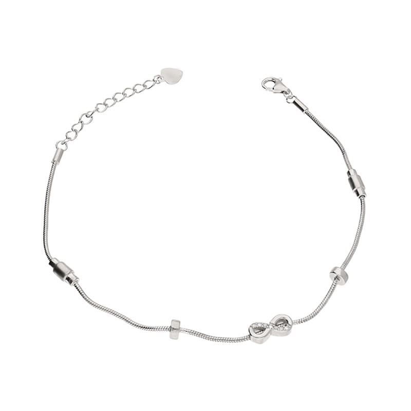 Bransoleta srebrna infinity i oponki