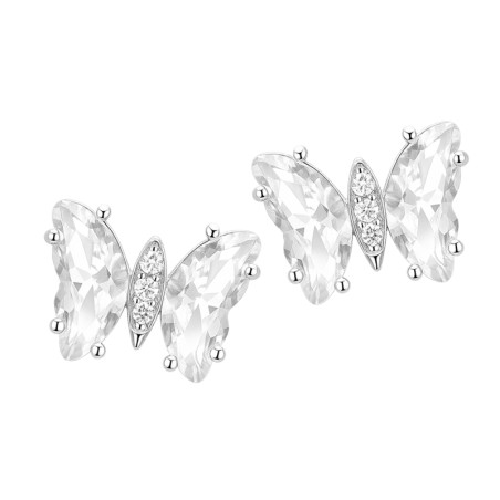 Kolczyki dla dziewczynki motyl cyrkonia biała
