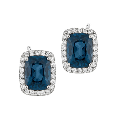 Kolczyki srebrne sztyfty z topazem blue London i cyrkoniami
