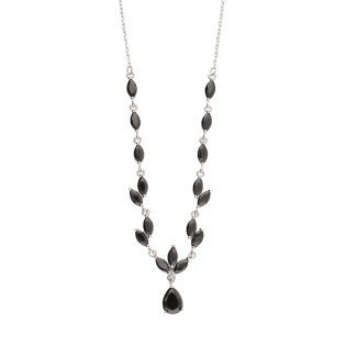 Naszyjnik srebrny gałązka z czarnymi cyrkoniami