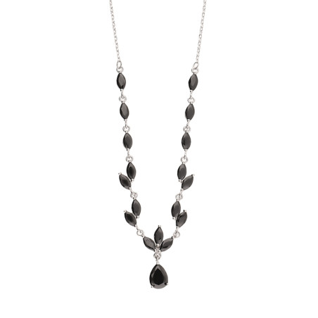 Naszyjnik srebrny gałązka z czarnymi cyrkoniami