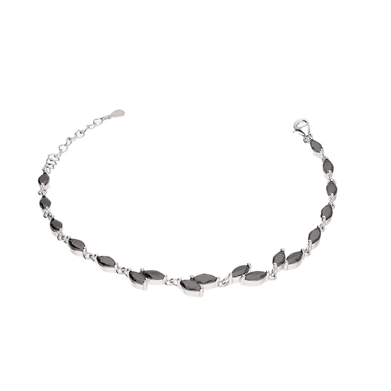 Bransoleta srebrna gałązka z czarnymi cyrkoniami