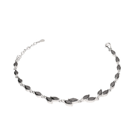 Bransoleta srebrna gałązka z czarnymi cyrkoniami
