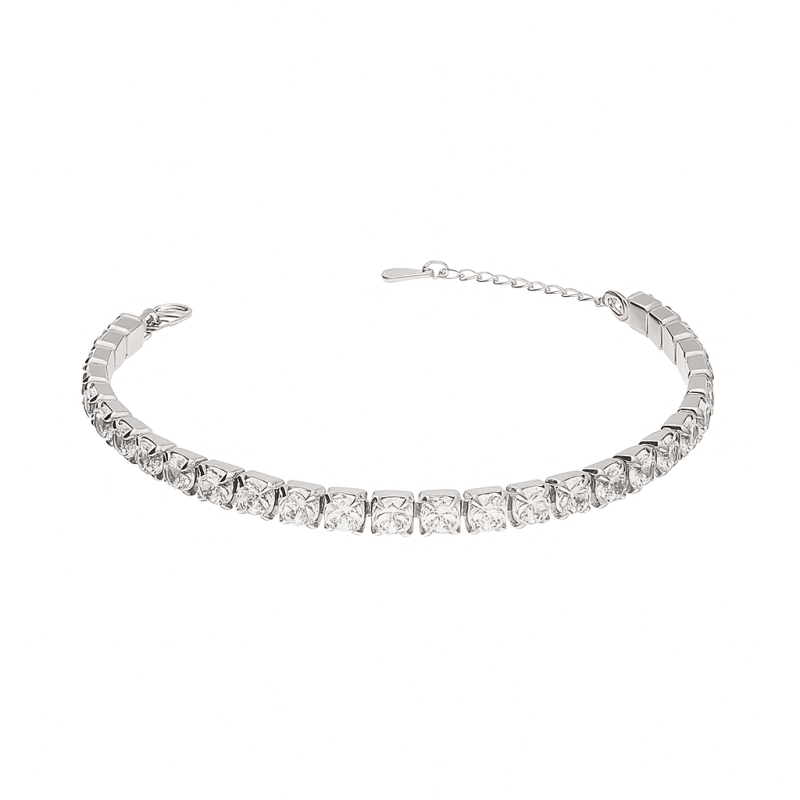 Srebrna bransoletka z cyrkoniami - Elegancja i blask - JubilerSezam.pl