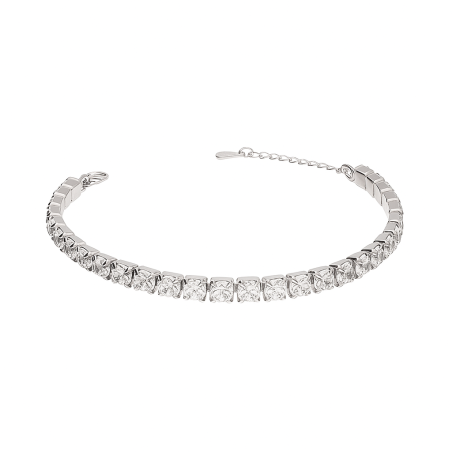 Bransoleta srebrna z białymi cyrkoniami
