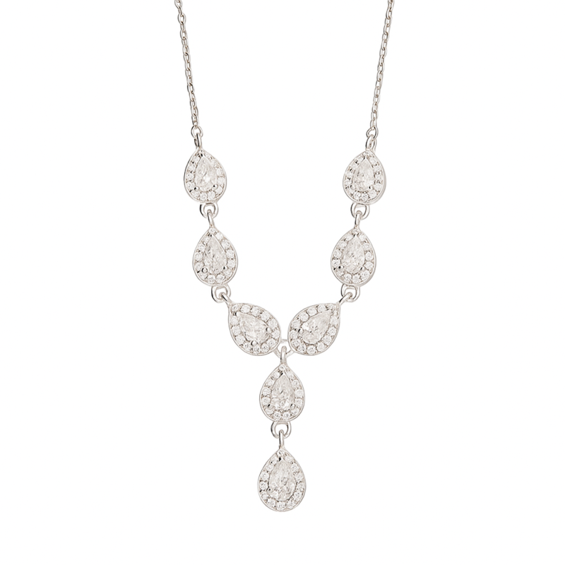 Naszyjnik srebrny markizy z białymi cyrkoniami