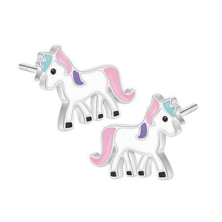 Kolczyki srebrne dla dziewczynki konik Pony emalia