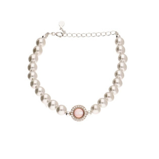 Bransoleta srebrna z perłami i cyrkoniami