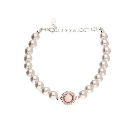 Bransoleta srebrna z perłami i cyrkoniami