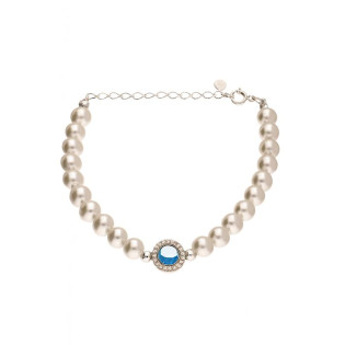 Bransoleta srebrna z perłami i cyrkoniami