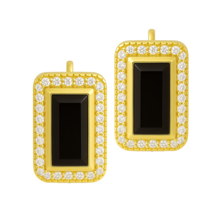 Kolczyki srebrne koloru złotego z agatem i cyrkoniami