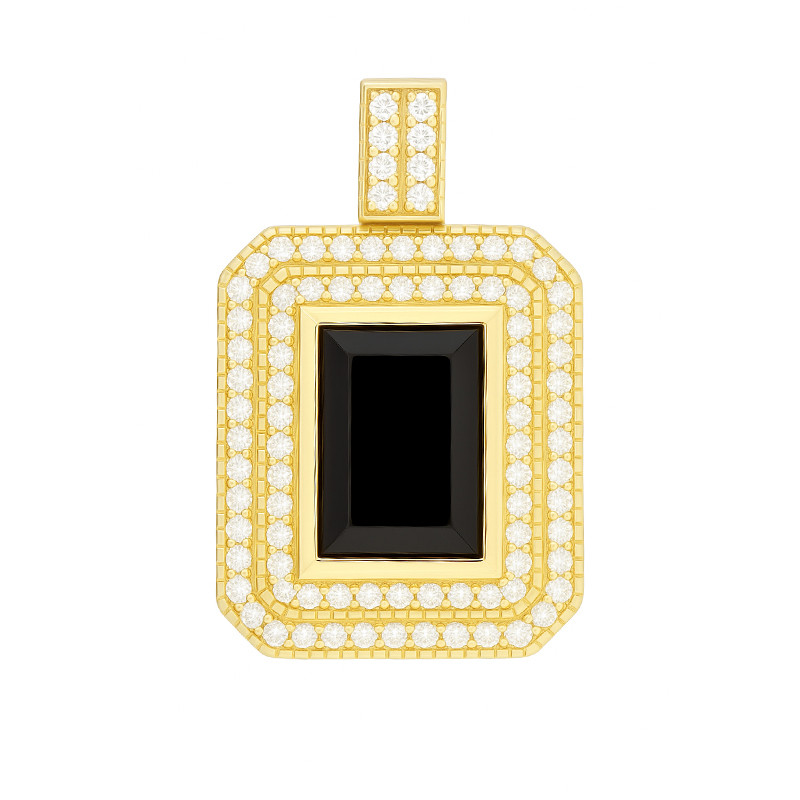 Wisiorek srebrny koloru złotego z agatem i cyrkoniami