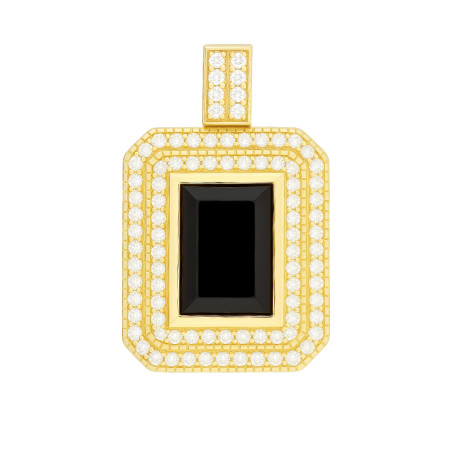 Wisiorek srebrny koloru złotego z agatem i cyrkoniami