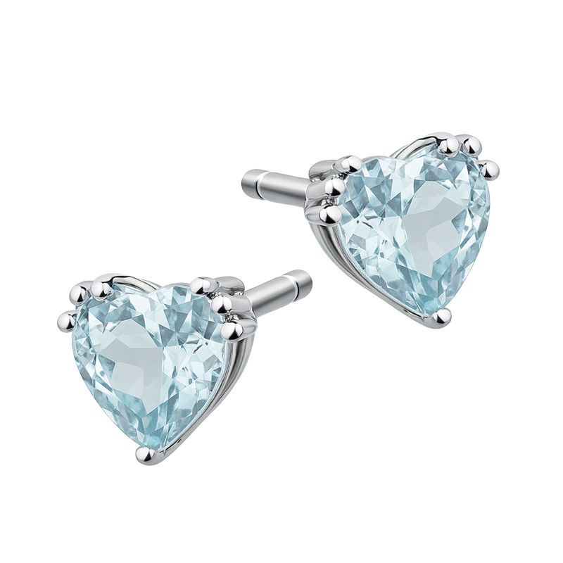Kolczyki srebrne z topazem sky o szlifie serce