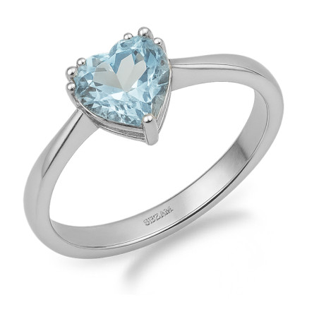 Pierścionek srebrny z topazem sky o szlifie serce