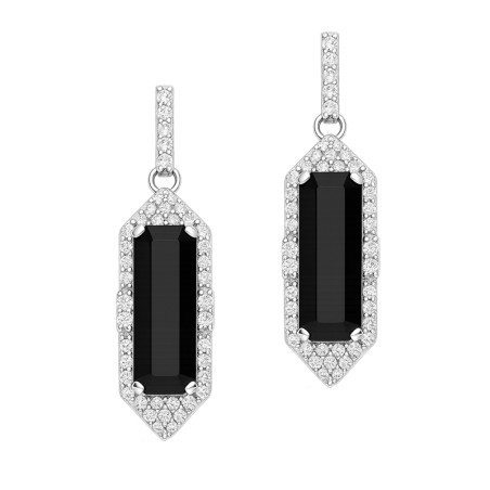 Kolczyki srebrne z czarnym agatem