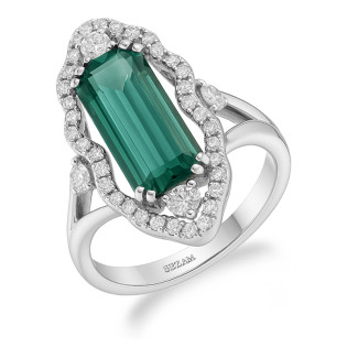 Pierścionek srebrny z zielonym kwarcem