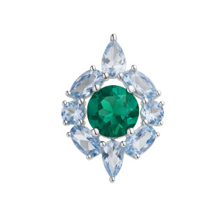 Wisiorek srebrny z kwarcem zielonym i spinelami