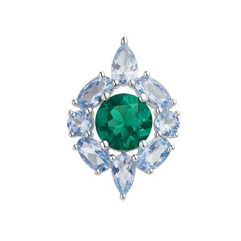 Wisiorek srebrny z kwarcem zielonym i spinelami