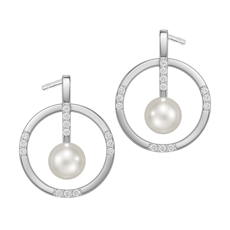 Kolczyki srebrne z perłą w kółku