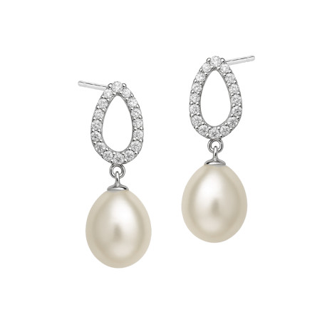 Kolczyki srebrne z naturalną perłą