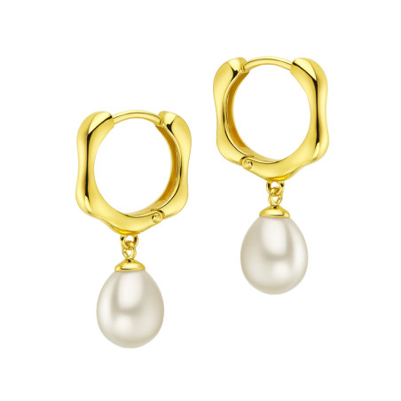 Kolczyki srebrne koloru złotego z naturalnymi owalnymi perłami