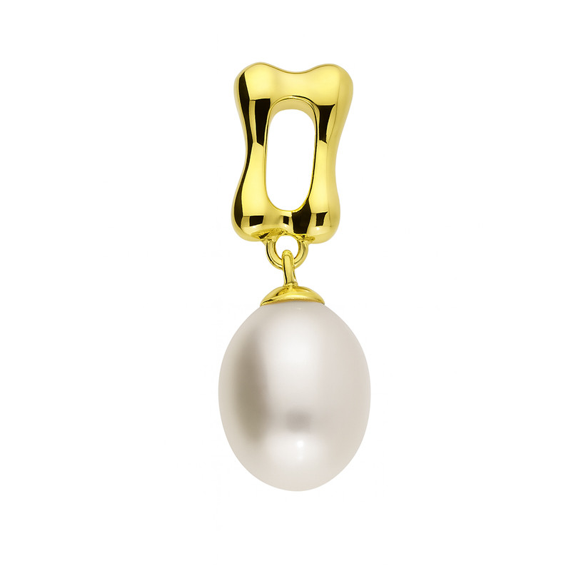 Wisiorek srebrny w kolorze złotym z naturalną owalną perłą