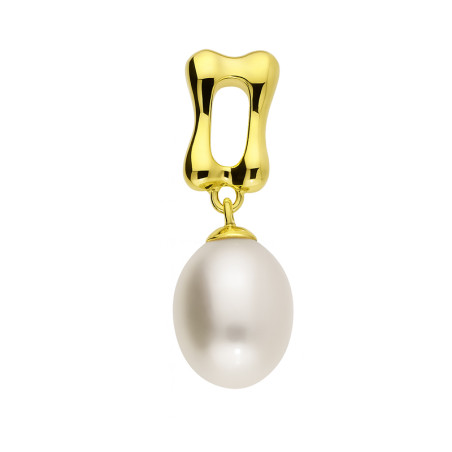 Wisiorek srebrny w kolorze złotym z naturalną owalną perłą